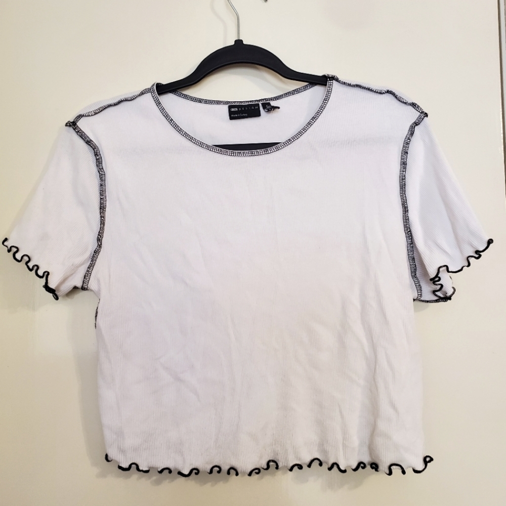 ASOS Design Lettuce Edge Crop Top (Size 14)